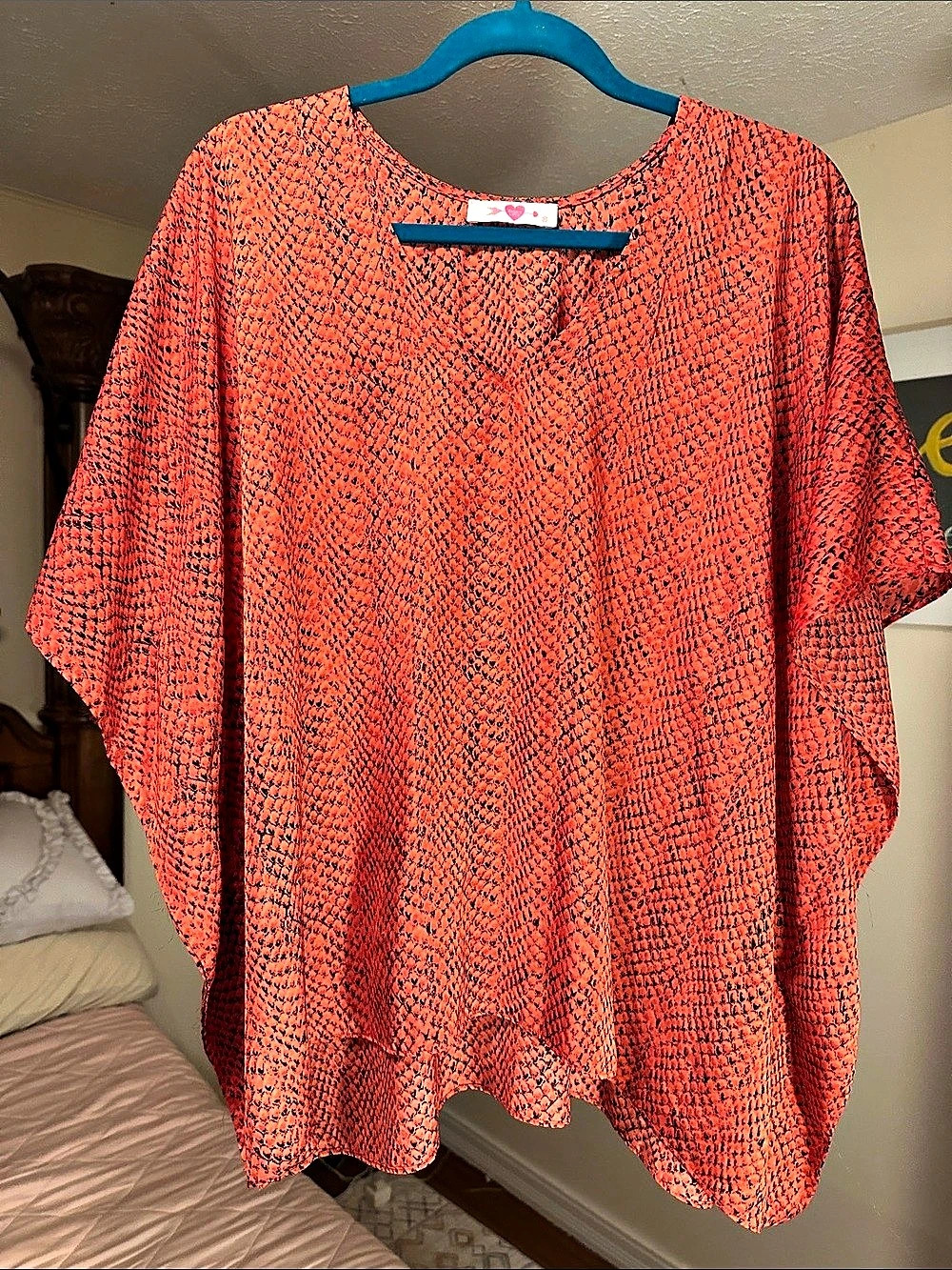 Buddy Love- reddish Orange & Black Animal Print Tunic Like New- small but fits l